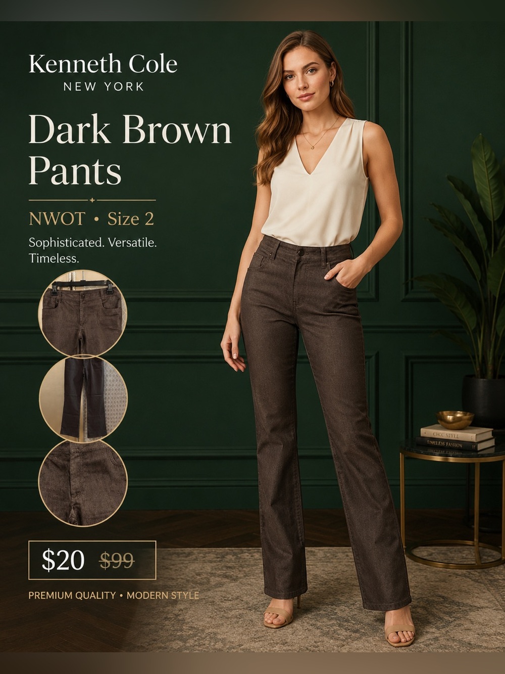 Kenneth Cole nwot Dark Brown  Pants also in black but they are a sz 2